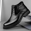 Fashion Top Quality Men Ankle Boots New Arrival Elegantes Male Brogue Shoes Luxury Formal Dress Footwear Classic Winter Plush Snow Boots