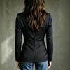 Women's Striped Long Sleeve Slim Fit Stand Collar Elegant Suit Jacket