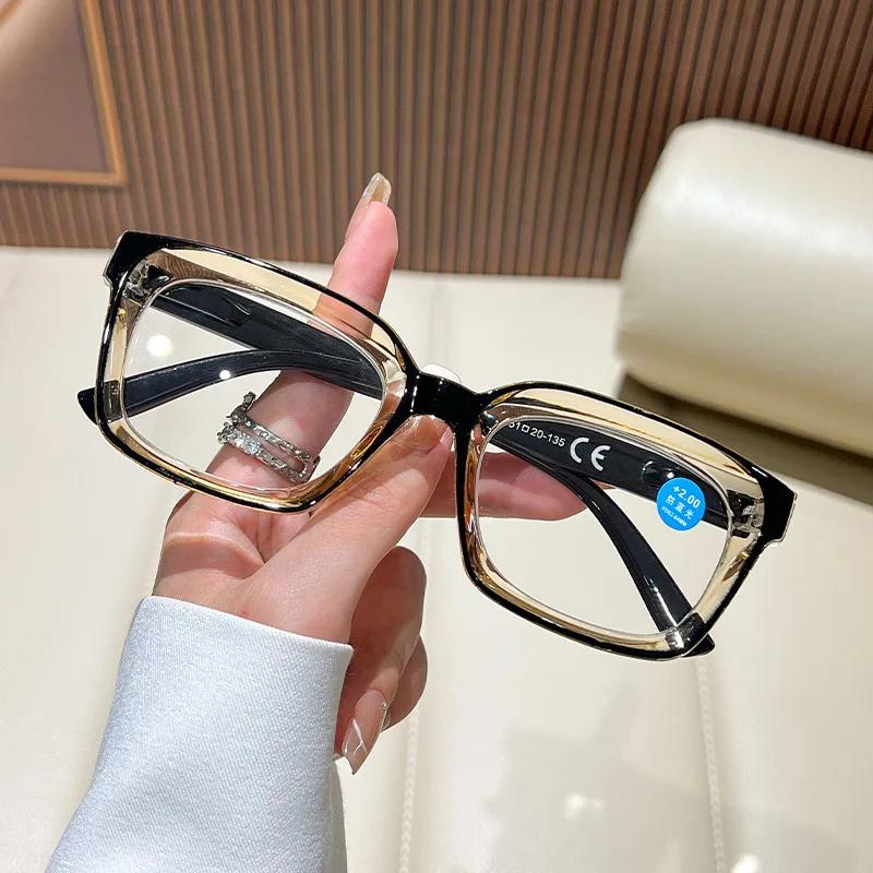 Vintage Anti Blue Light Square Reading Glasses Women For Man Myopia Customize Prescription Optical Presbyopia Frame 1.0 To 4.0