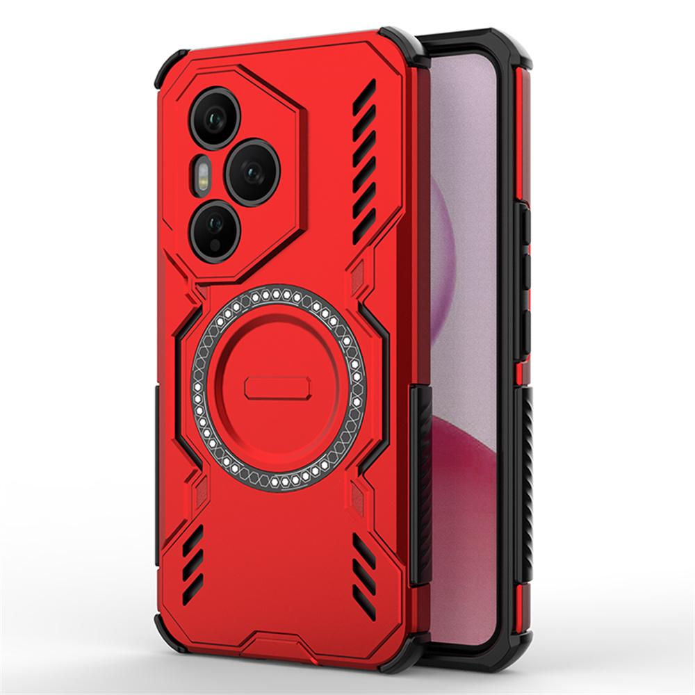 

For Honor 400 Pro 5G (Global) Magnetic Case Butterfly Armor Hollow Heat Dissipation PC+TPU Phone Cover Red