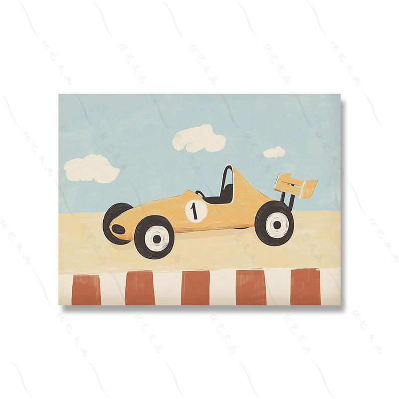 Funny Cartoon Animals Car Art Nursery Wall Posters Prints Lion Dog Bear Children Kid Room Canvas Painting Home Decor Pictures