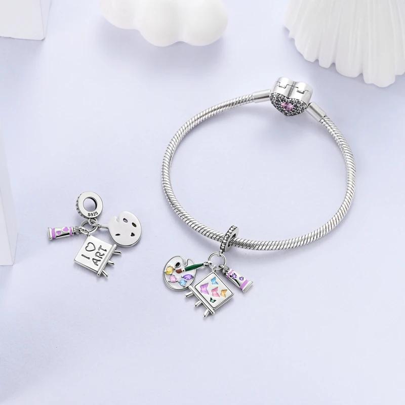 Authentic Charm Bead Charms copper Plated Artistic Painting Board Pendants Compatible With Bracelets Ideal For Women Jewellery Making Fine Gifts