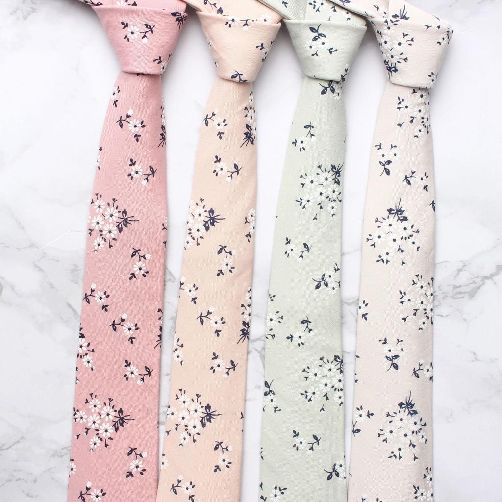 Men'S Cotton Printed Casual Tie, Floral Wedding Groom Dress Tie 7Cm Tie Men