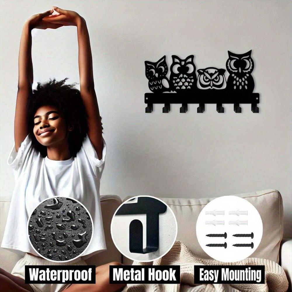 Owl Shaped Key Holder Wall Hook, 24.9cm Metal Coat Hat Hook for Hallway Office Kitchen Bathroom Indoor Decor