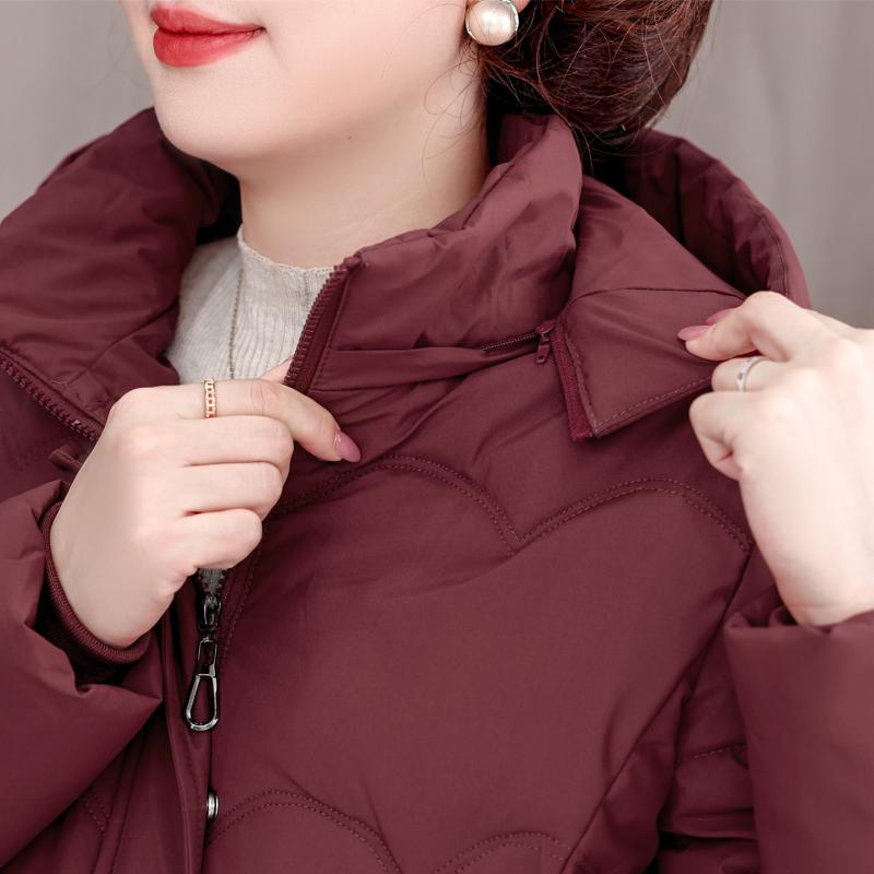 Mărimi Mari XL-5XL Jachete de Iarnă pentru Femei de Vârstă Mijlocie cu Glugă Elegante Largi Groase Călduroase Parkas cu Broderie Paltoane de Damă