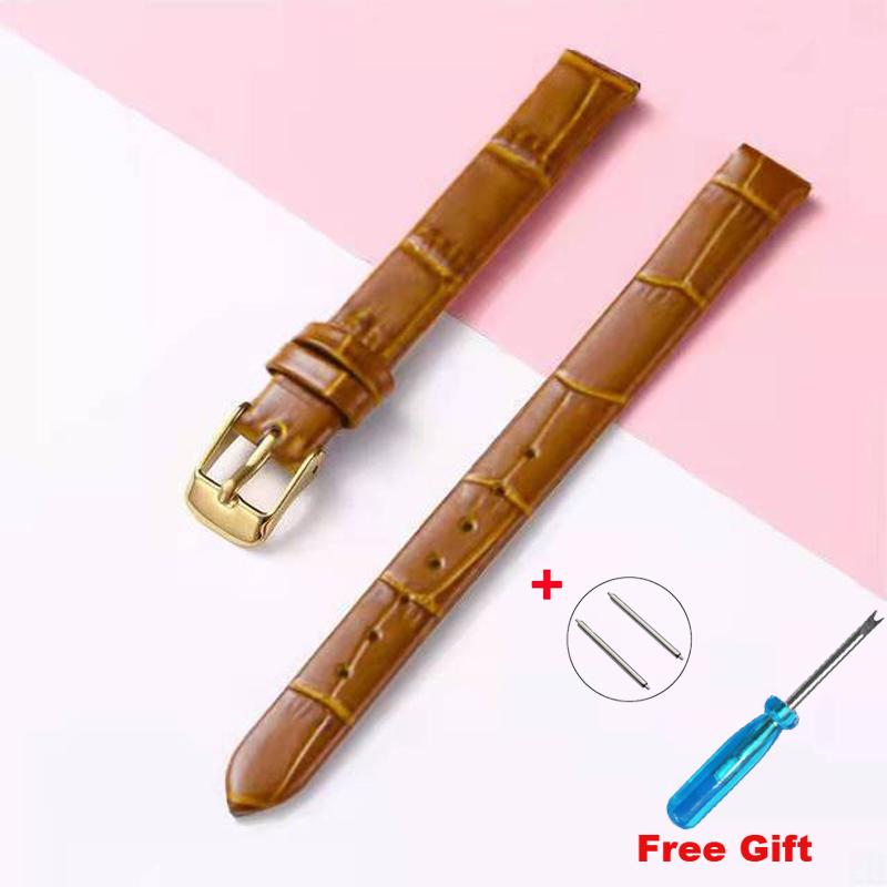 Leather Wath Strap 8mm 10mm 12mm 14mm 16mm 18mm 20mm Strap Genuine Leather Watch Bracelet Rose Gold Buckle with Tool