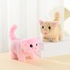 Kids Electric Plush Cat Toy Walking Head Shaking Tail Wagging Interactive Kitten Plushie Toy Toddlers Boys Girls Educational Simulation Animal Toy