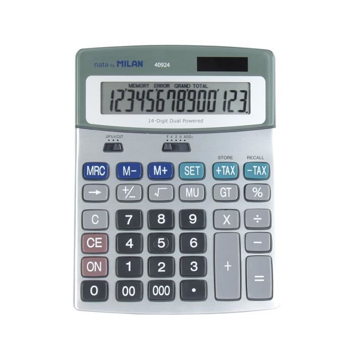 Desktop Calculator - Metal - 14 Digits - Solar Powered - Tax Function