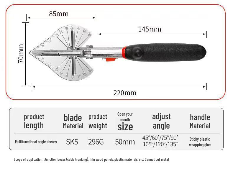 Multifunctional 45° Angle Cut Trunking Scissors for Woodworking & Electrical Work