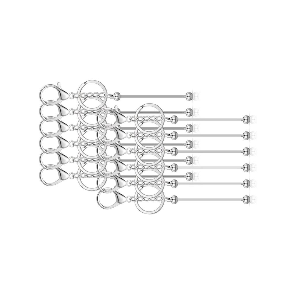 Multi[urpose Keychain Charm with 12 Pieces Beading Pendant Set Sturdy Alloy Craft Supplies for Men and Women Daily Use