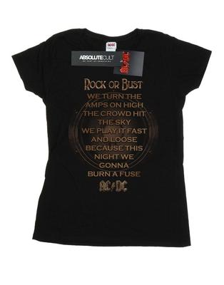 Womens/Ladies Rock Or Bust Lyrics Cotton T-Shirt