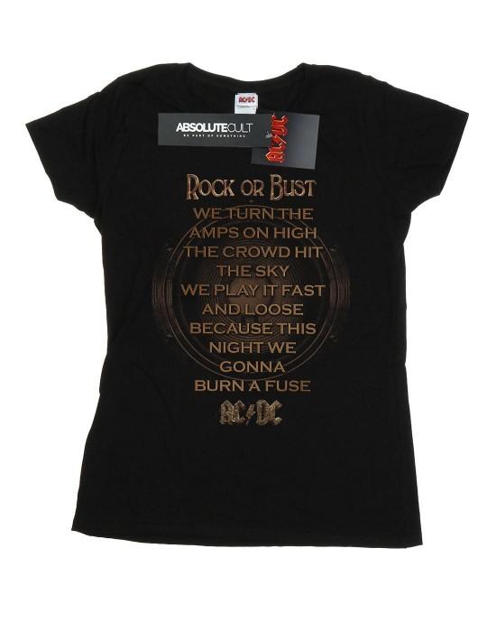 AC/DC Dámské/Dámské bavlněné tričko Rock Or Bust Lyrics