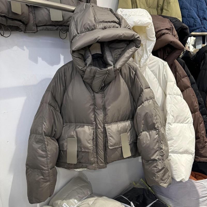 Womens Short Puffer Jacket Winter Warm White Duck Down Coat Slim Fit Stylish Hoodless Parka Cold Weather
