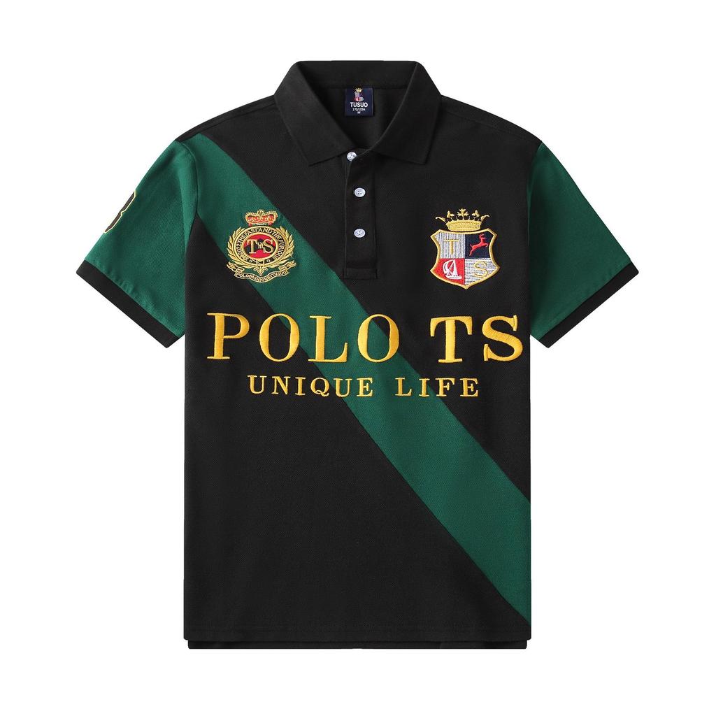 RogueWave Men's Polo Shirt Embroidery Stitching Color Contrast Classic Fashion Original Design Polo Collar Pure Cotton Breathable XS-7XL