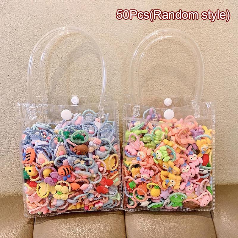 

10/50 Pcs For Children Cute High Stretch Headband Hair Accessories Little Girl Candy Color Trendy Hair Circle Headband as the picture