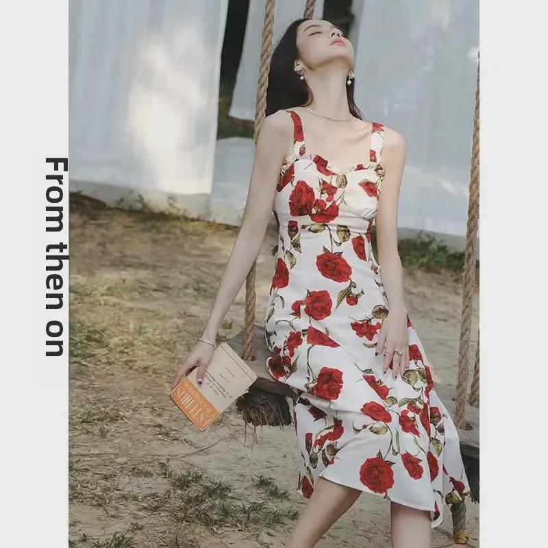 2023 Summer Thai Spaghetti Strap Dress for Seaside Vacation in Yunnan, Sanya, and Xishuangbanna