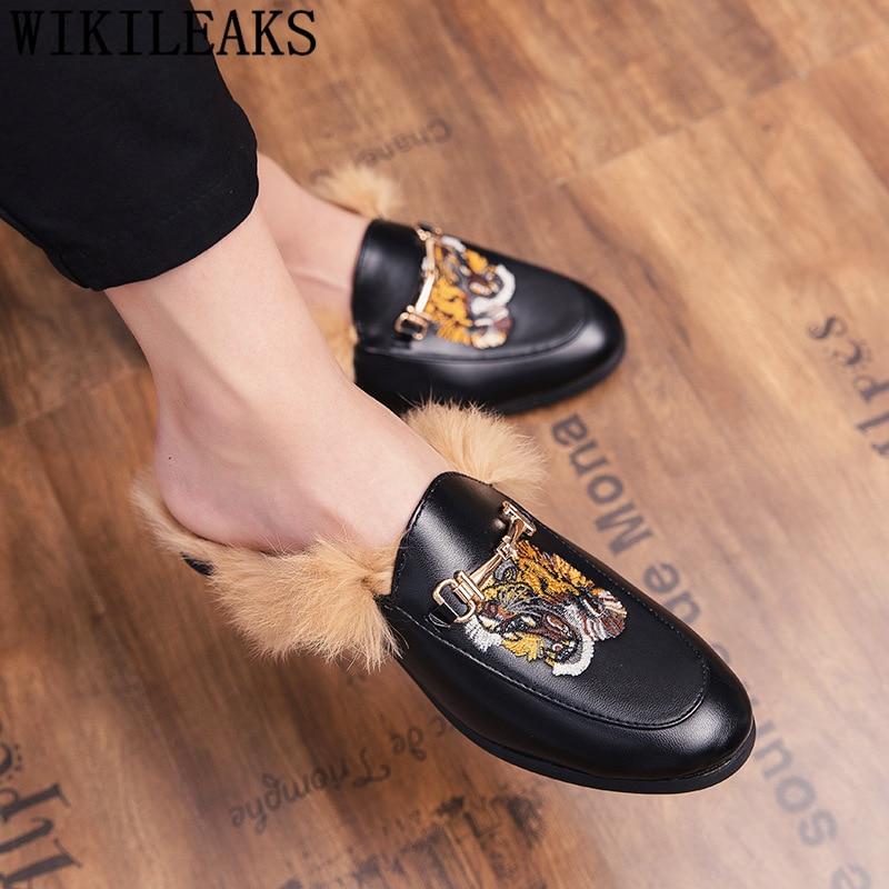 Mules Half Shoes Para Hombres Zapatos de Piel Zapatos de Cuero Hombres  Negro Zapatos de Lujo Hombres Moda Hombres Calzado de Invierno Zapato Hombre  Casual De Cuero comprar a buen precio —