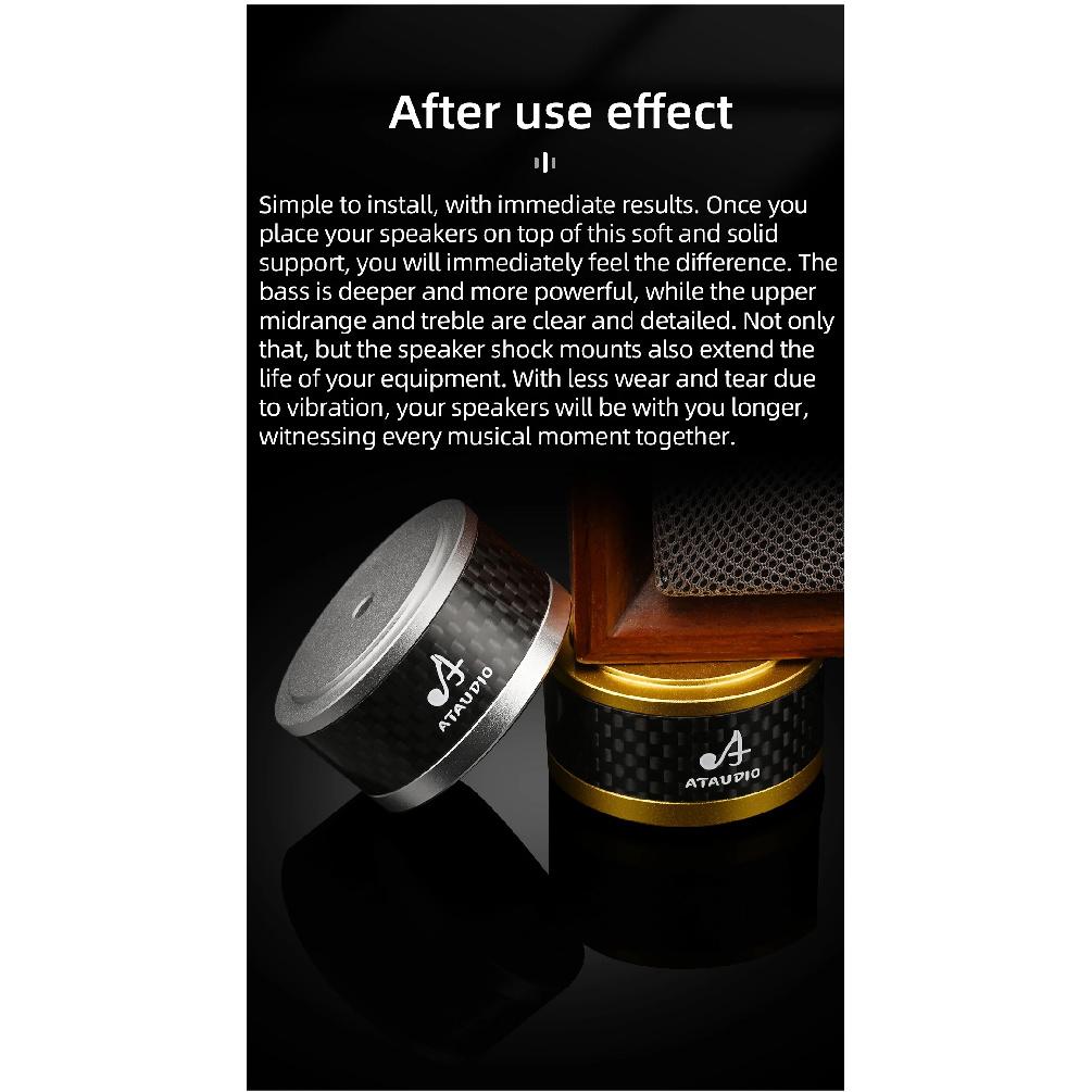 4PCS HiFi Carbon Fiber Speaker Shock Absorber Aluminum Alloy Speaker Spikes Stand Feet Pad for Speaker DAC Shock Absorbing