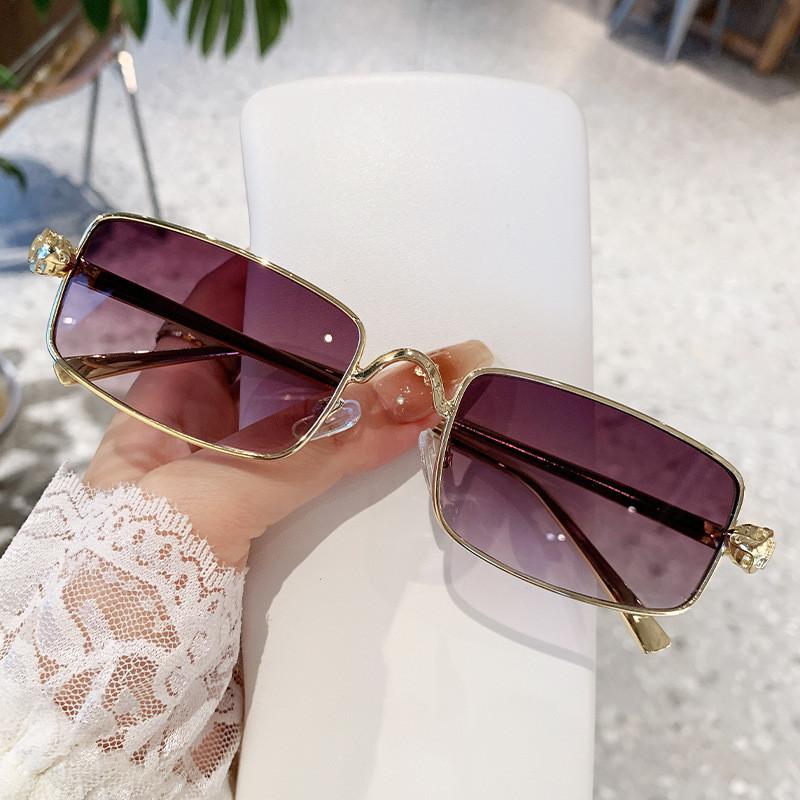 

European Sun Glasses Men Fashion Uv400 Metal Square Sunglasses For Travel GoldFrameDoubleGray