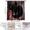 1pc Cute Black Cat & Vibrant Floral Shower Curtain - Polyester, Washable, 70. 8x70. 8 Inches with 12 Hooks, Ideal for Bathroom