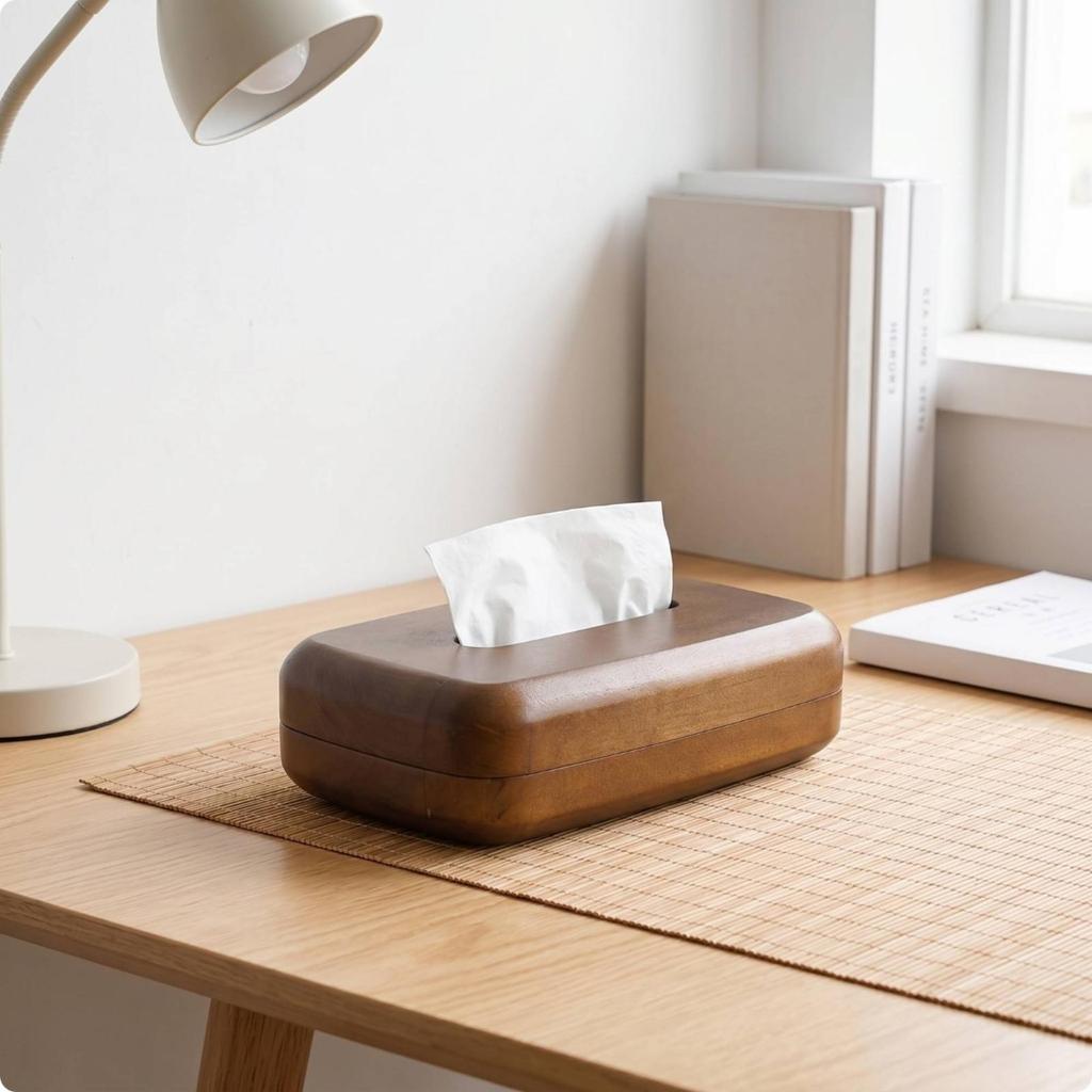 Rectangular Tissue Box Tabletop Wood Decorative for Living Room