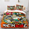 Set Copripiumino Graffiti King Set Biancheria da Letto Microfibra Hip Hop Moderno Street Art Copripiumino Per Bambini Ragazzi Decorazione Camera da Letto Giovani