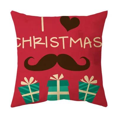 Merry Christmas Cushion Cover 45*45 Cartoons Pillowcase Cotton Linen Sofa Cushions Pillow Cases Pillow Covers