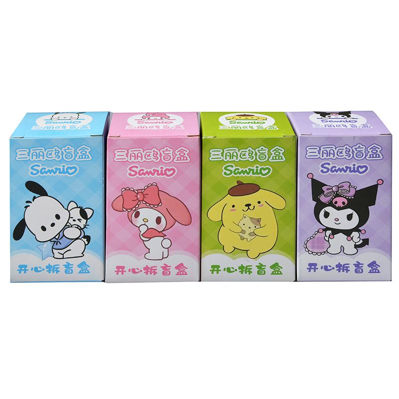 24 Stück/Set Sanrio Hello Kitty Kuromi Blind Box Anime Figur Modell Schlüsselanhänger Anhänger Dekoratives Spielzeug Für Weihnachtsgeschenk für Kinder