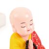 Online Solar-Powered Wooden Little Monk Car Figurine - Buddha Decoration