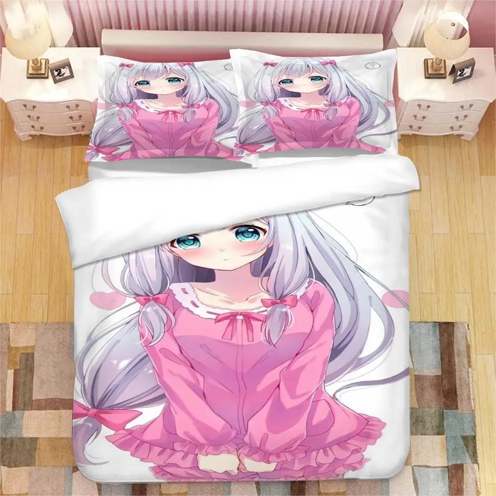 Anime Girl Izumi Sagiri 3D Printed Bedding Set King Duvet Cover Pillow Case Comforter Cover Bedclothes Bed Linens Home Textiles