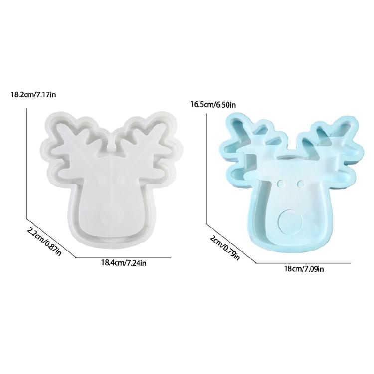 Silicone Mold for Christmas Deer Shaped Serving Platter Epoxy Jewelry Storage Dish Mould Party Decoration Supplies