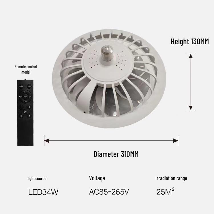 Smart Remote Control Ceiling Fan Light: Silent, Dimmable, E27 Screw, Integrated for Bedroom Lighting.