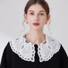 Weißer Baumwoll-Abnehmkragen für Damen Elegante Stickerei Floral Falscher Kragen Süßes Peter Pan Hemd Falscher Kragen Dekorativ