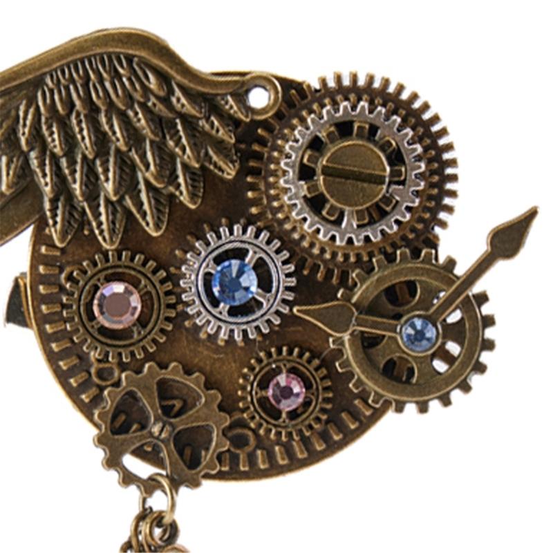 Vintage Steampunk Brosche Anstecknadel für Damen Herren PunkStyle Zahnrad Flügel Kette Brosche Reversnadel Hemd Korsage Anstecknadel Haarspange