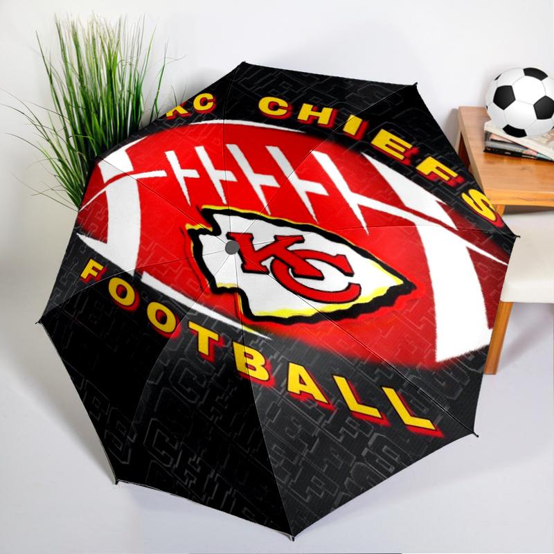 Kansas City Chiefs Pattern Umbrella - Automatic Open/Close, Compact 8-Rib Lightweight Umbrella Essential for outdoorPicnic Accessory Fan Gifts