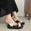 2025 Summer New Fashion Niche Design Sense Simple Wind Word with Open Toe Sandals Women's Versatile Casual Sandals