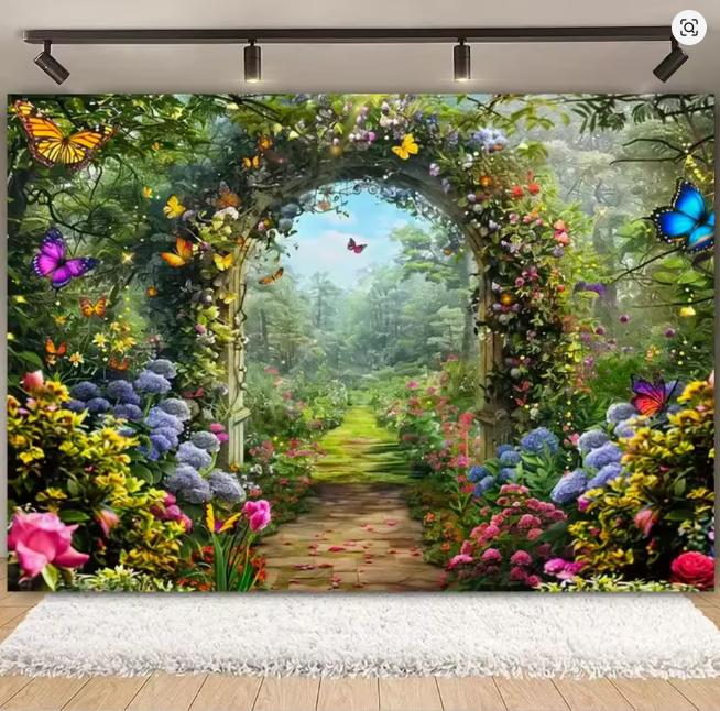 Fantasy Wonderland Jungle Mushroom House Fairy Tale Magic Photography Background Children's Birthday Party Decoration Background
