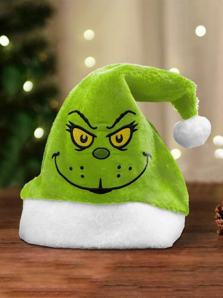 Grinch Green Christmas Hat With Thick Double Sided Velvet For Winter Holiday Celebration