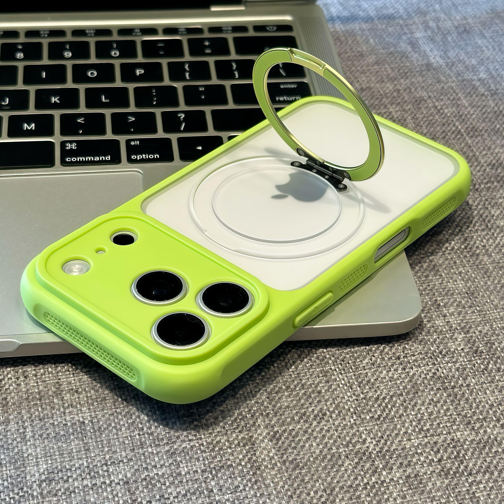 

Подставка-держатель для кольца для беспроводной зарядки Magsafe Kickstand Чехол для iPhone Air 17 16 15 14 Pro Max Матовый Ударопрочный Бронированный Чехол For iPhone 17 серый