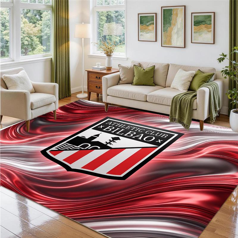 Athletic Bilbao Football Design Crystal Velvet Rug Soft Decorative Mat for Bedroom Entrance