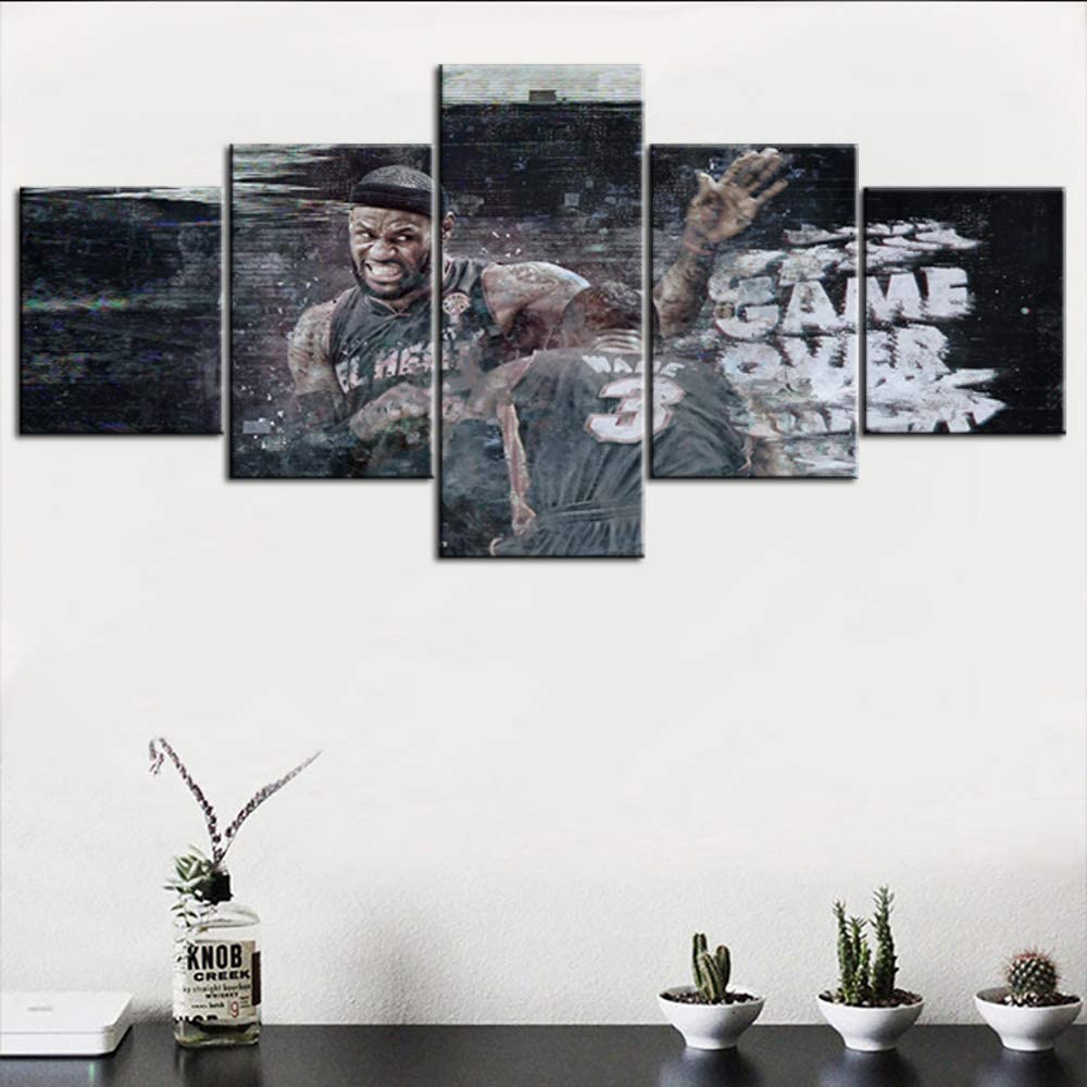 5Pcs Basketball Star Player Sports Gym Wall 5 Panel Modern 5 Pieces Pictures Art Poster HD Print Home Decor Canvas Paintings