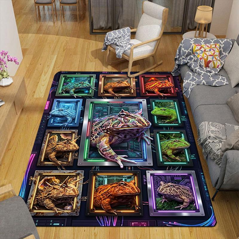 Frog Species Digital Frames Pattern Rug Floor Mat for Living Room or Bedroom Soft and Comfortable Carpet a Gift for Birthday and Holiday.