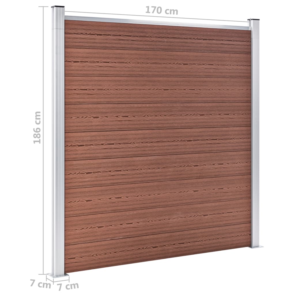WPC Fence Set: 2 Square Panels + 1 Diagonal Panel 446 x 186 cm Brown