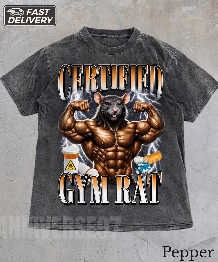 Certified Gym Rat Funny Meme T-Shirt,Gym Meme Shirt,Gen Z Gag Gift,Pump Cover Rat Gift,Cursed Meme Shirt,Gym Rat Top,Gym Lovers Top