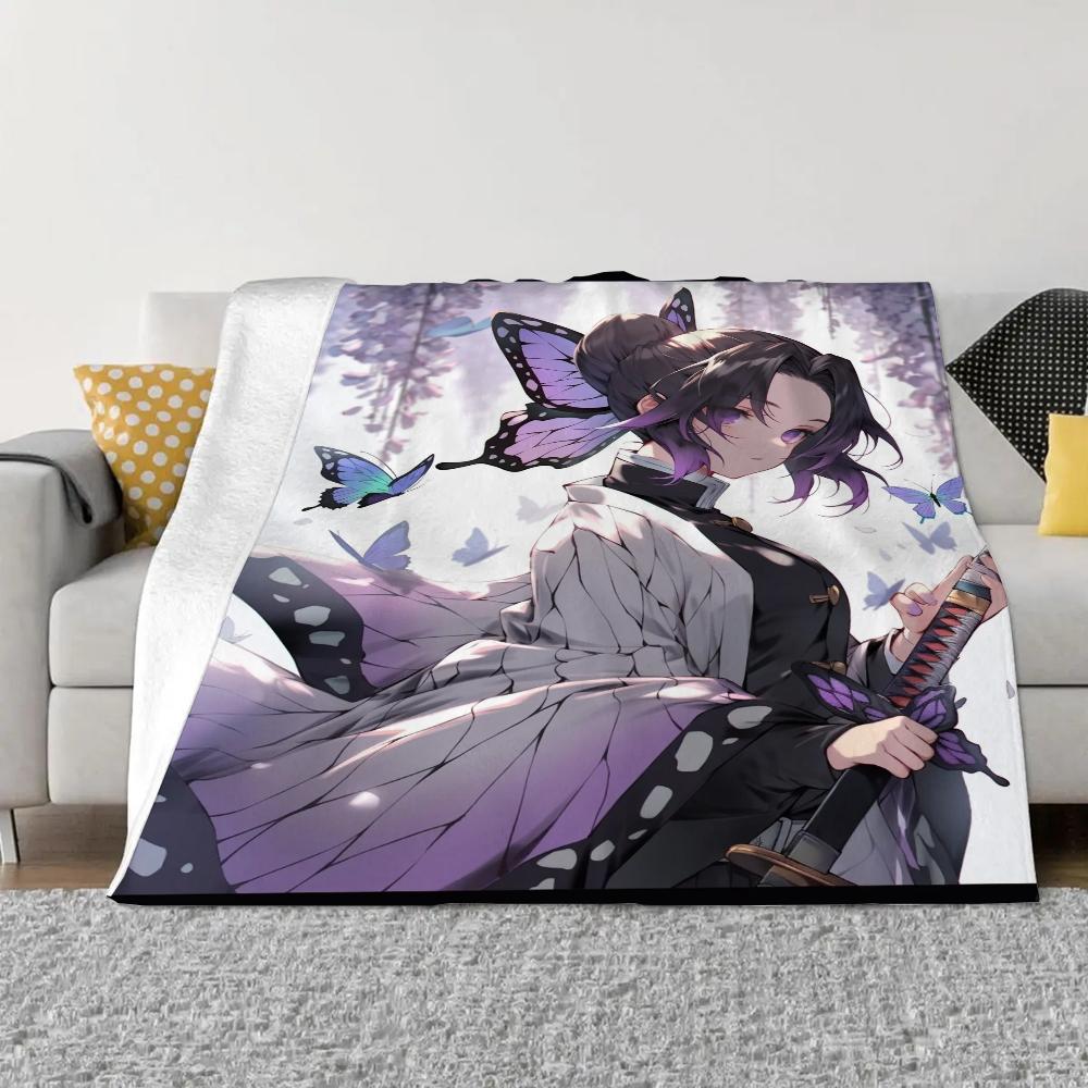 Kochou Shinobu Fluffy Soft Blankets for Decorative Sofa Blanket Knitted Plaid Home and Decoration Microfiber Bedding Beach Towel