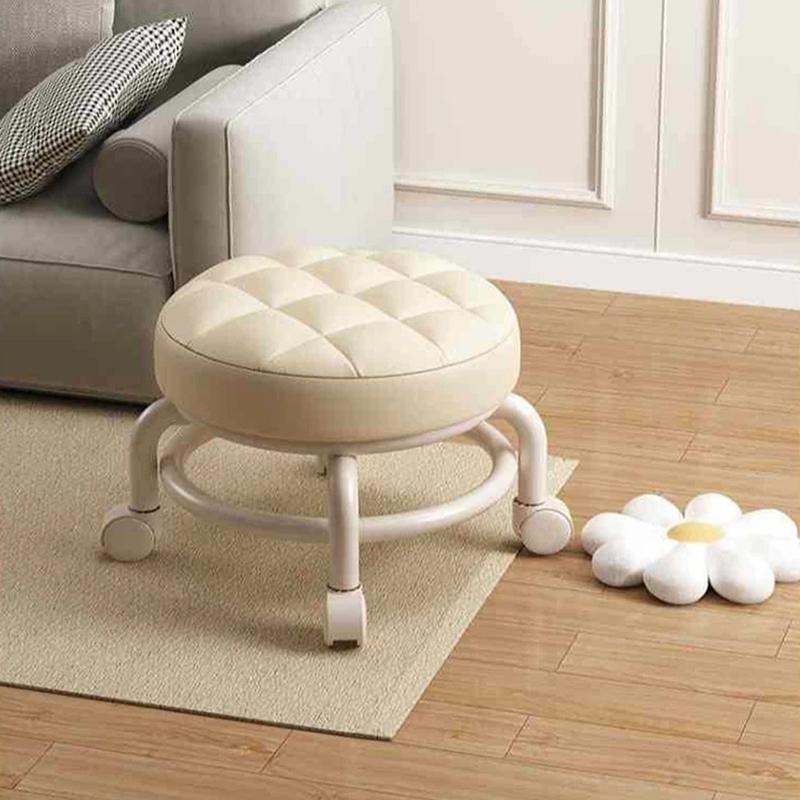 Household Furniture Pulley Low Stool Small Footstool Children Round Stool Chair Living Room Mini Sofa Stool Move With Wheels