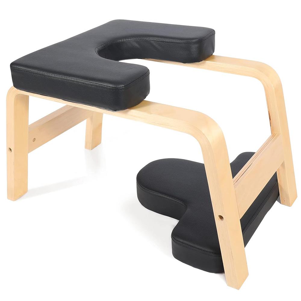 

Скамья для йоги, стойка на голове, инверсионная скамья для йоги с деревянной рамой и полиуретановыми подушками, тренировка равновесия для снятия усталости, нагрузка 330 фунтов чёрный