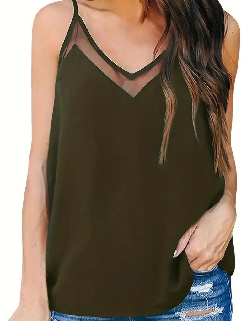 Strappy Backless Sexy Camisole Top for Women, Solid Color V-Neck Summer T-Shirt Cami