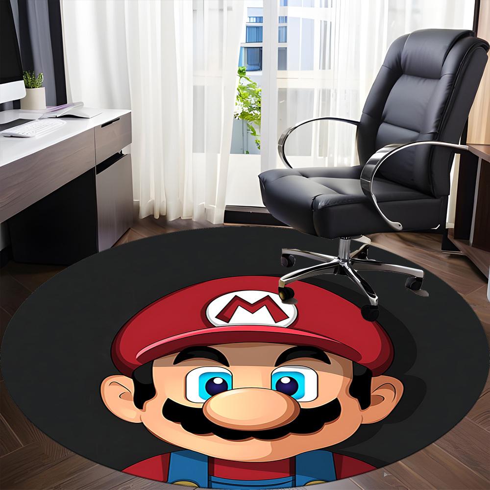 1pc Mario Game Office Round Area Rug, Indoor Mat Suitable For Office, Under Office Chairs Bedroom Living Room Home Decor, Room Deco013