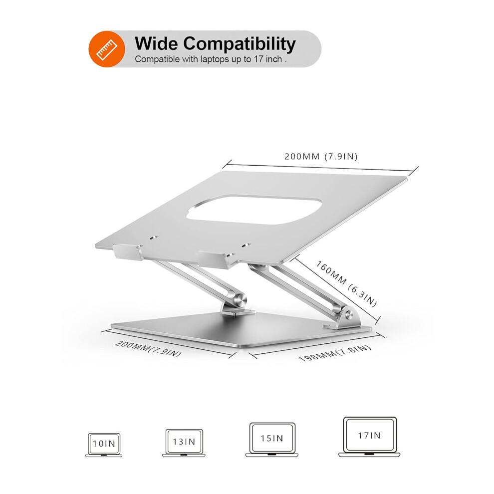 Adjustable Laptop Stand, Wide Compatibility Aluminum Alloy Computer Notebook Stand Holder, Ergonomic Design 4 11-17" Laptops, Supports Up To 13.2 Lbs